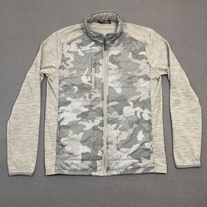 Ralph Lauren RLX Jacket Mens Medium Gray Camo Puffer Wool Blend Golf Performance